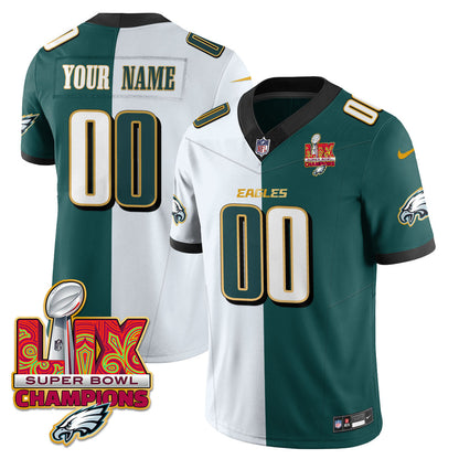 Custom Name/Gender PHI Super Bowl LIX Champions Gold Trim Vapor Limited Jersey - All Stitched-DTD