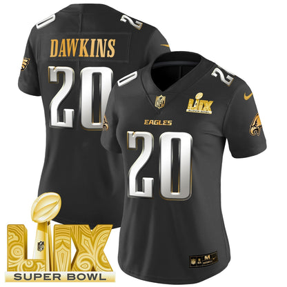 Women's PHI Super Bowl LIX Patch Gold Vapor Limited Jersey - All Stitched-DTD