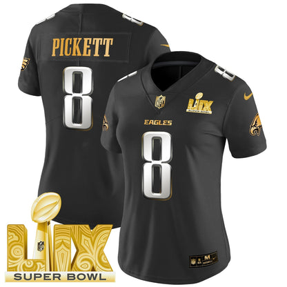 Women's PHI Super Bowl LIX Patch Gold Vapor Limited Jersey - All Stitched-DTD