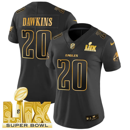 Women's PHI Super Bowl LIX Patch Gold Vapor Limited Jersey - All Stitched-DTD