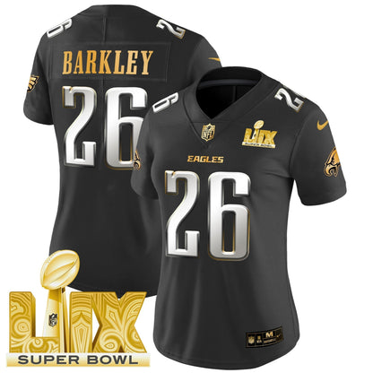 Women's PHI Super Bowl LIX Patch Gold Vapor Limited Jersey - All Stitched-DTD