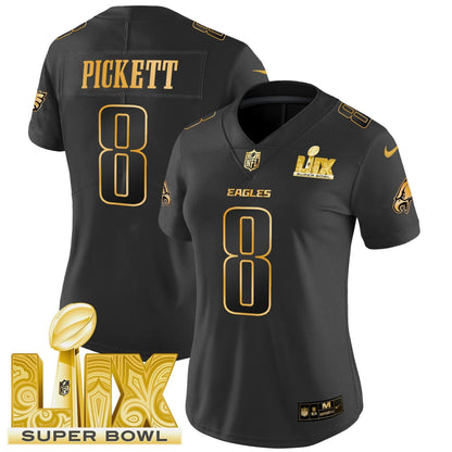 Women's PHI Super Bowl LIX Patch Gold Vapor Limited Jersey - All Stitched-DTD