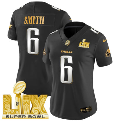 Women's PHI Super Bowl LIX Patch Gold Vapor Limited Jersey - All Stitched-DTD
