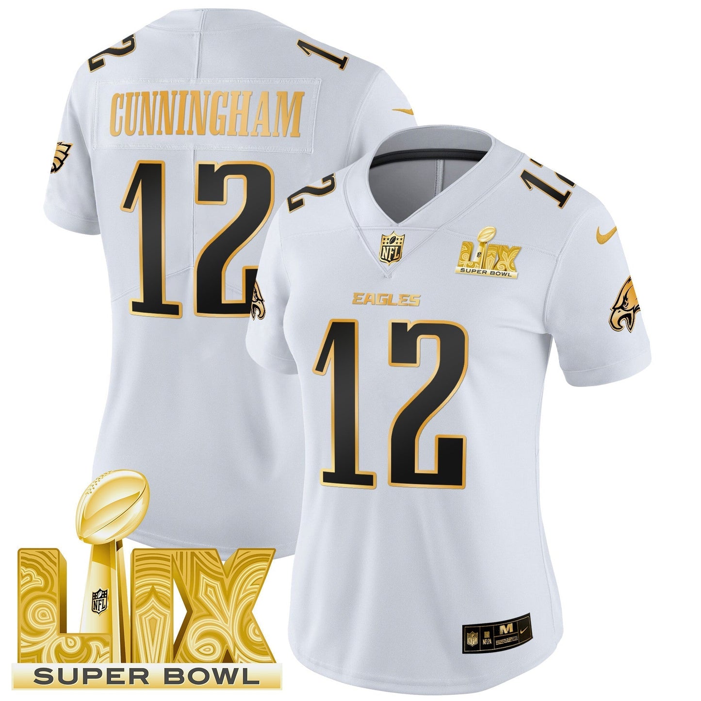 Women's PHI Super Bowl LIX Patch Gold Vapor Limited Jersey - All Stitched-DTD
