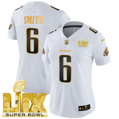 Women's PHI Super Bowl LIX Patch Gold Vapor Limited Jersey - All Stitched-DTD