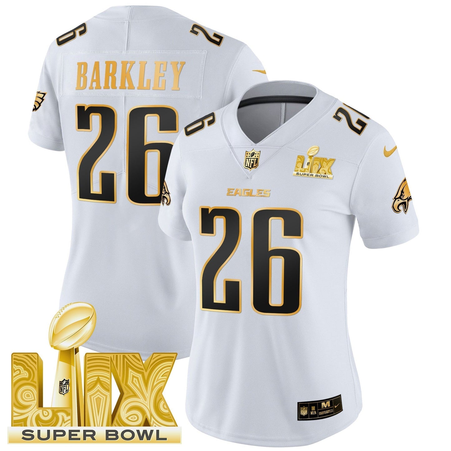 Women's PHI Super Bowl LIX Patch Gold Vapor Limited Jersey - All Stitched-DTD