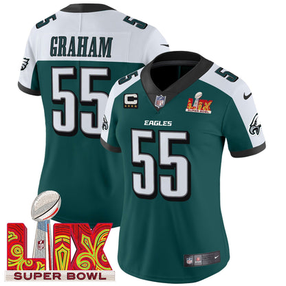 Women's PHI Super Bowl LIX Patch Vapor Limited Jersey - All Stitched-DTD