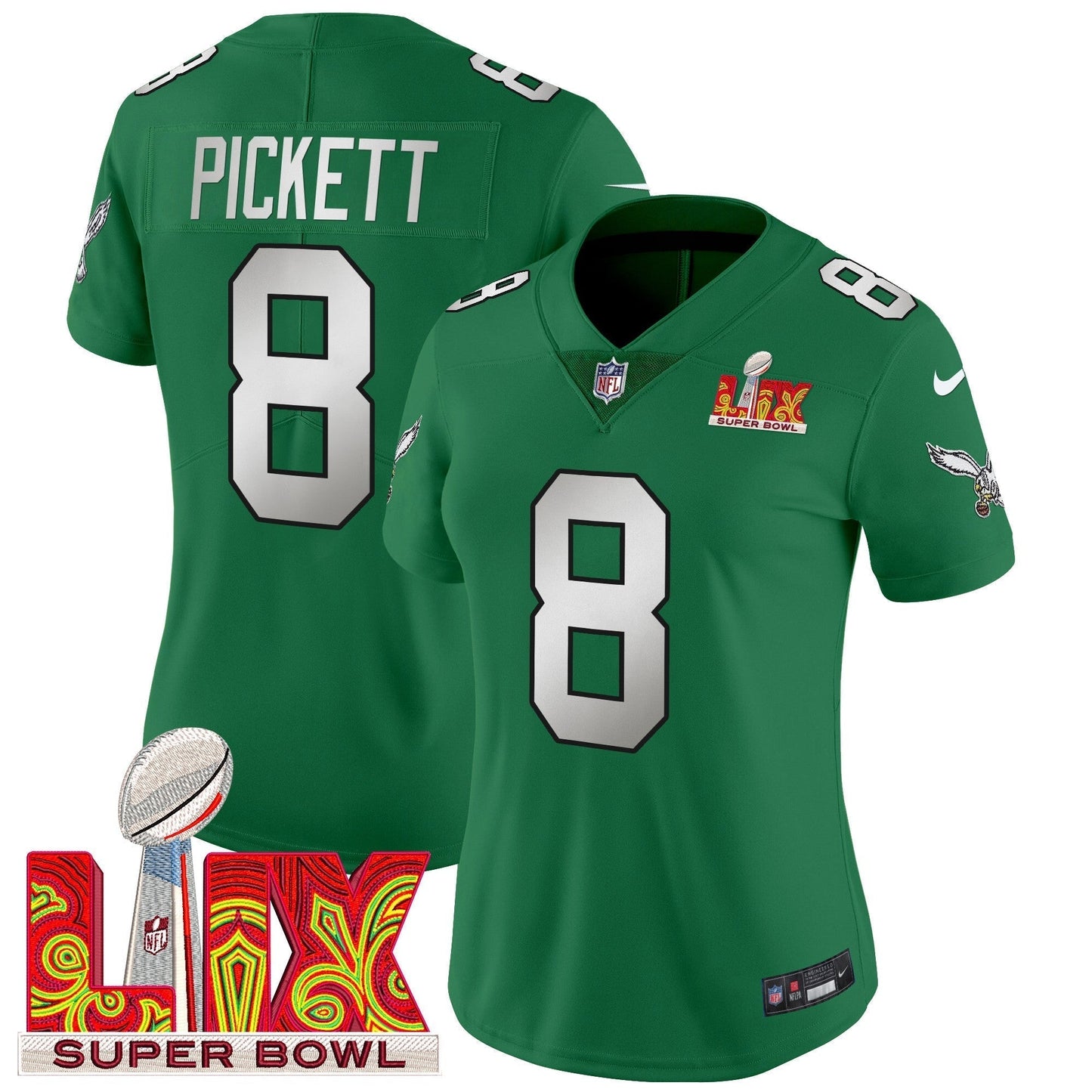 Women's PHI Super Bowl LIX Patch Vapor Limited Jersey - All Stitched-DTD