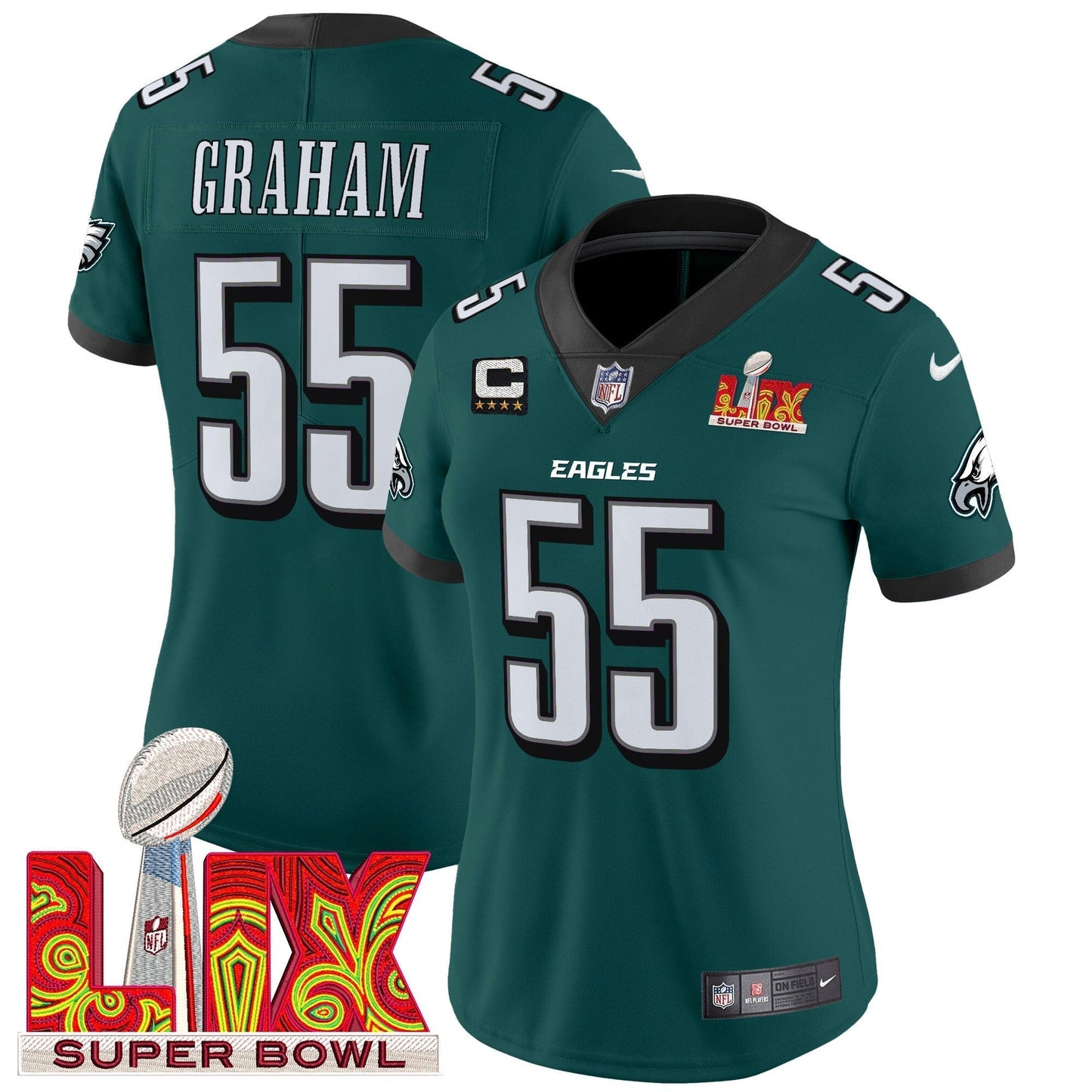 Women's PHI Super Bowl LIX Patch Vapor Limited Jersey - All Stitched-DTD