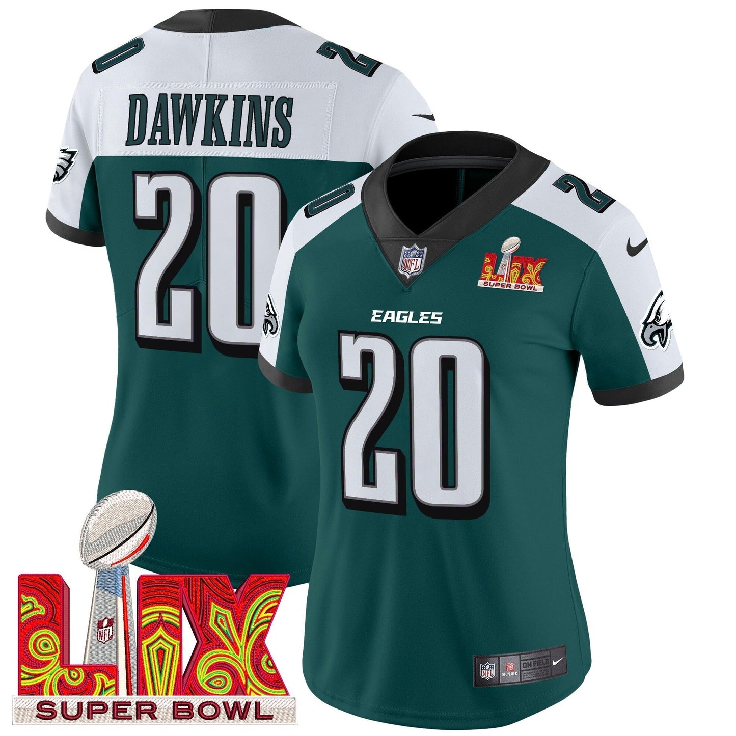 Women's PHI Super Bowl LIX Patch Vapor Limited Jersey - All Stitched-DTD