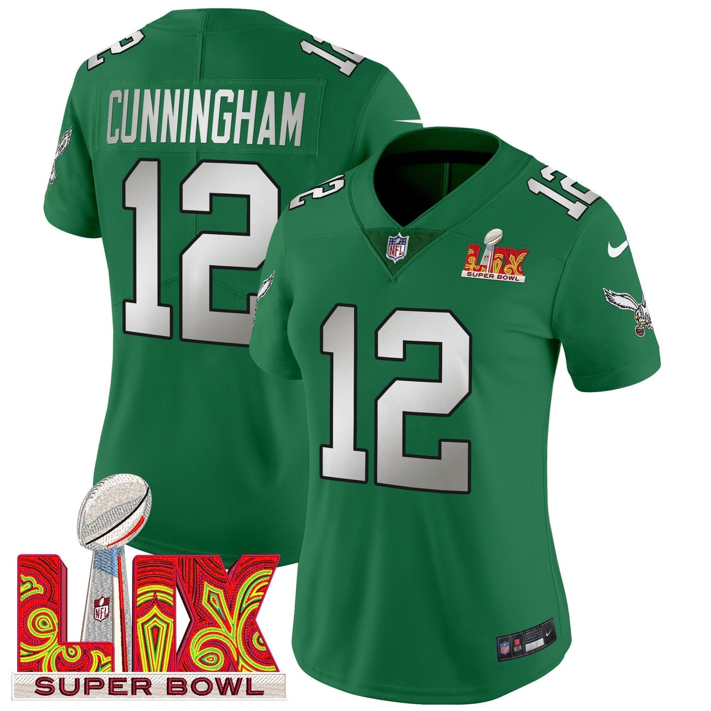 Women's PHI Super Bowl LIX Patch Vapor Limited Jersey - All Stitched-DTD