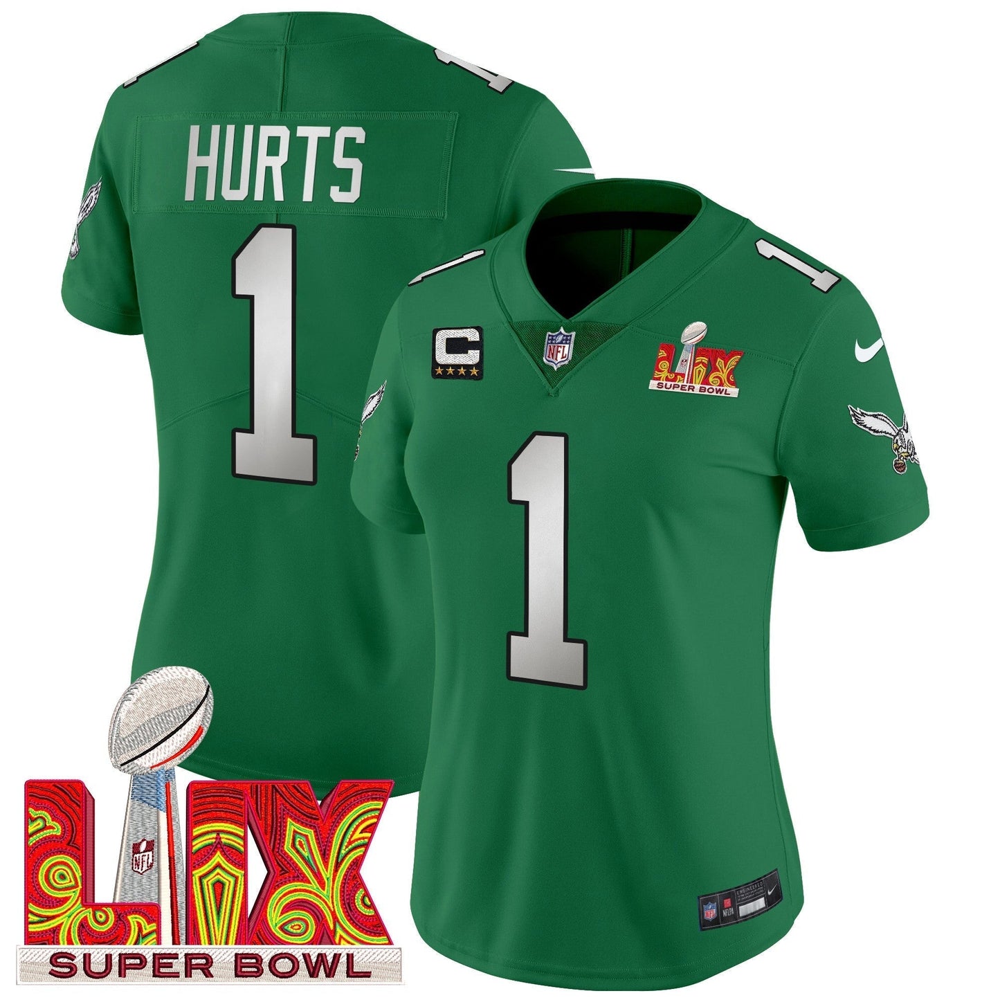 Women's PHI Super Bowl LIX Patch Vapor Limited Jersey - All Stitched-DTD