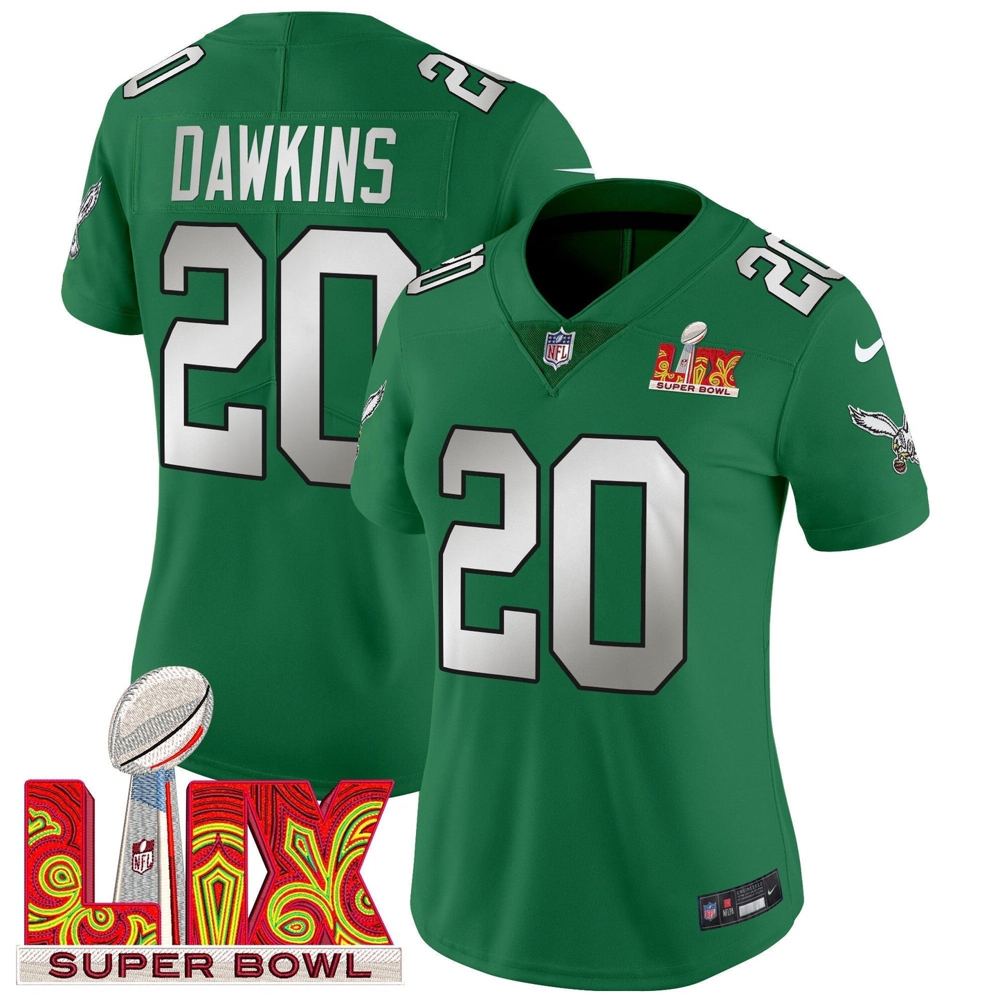 Women's PHI Super Bowl LIX Patch Vapor Limited Jersey - All Stitched-DTD