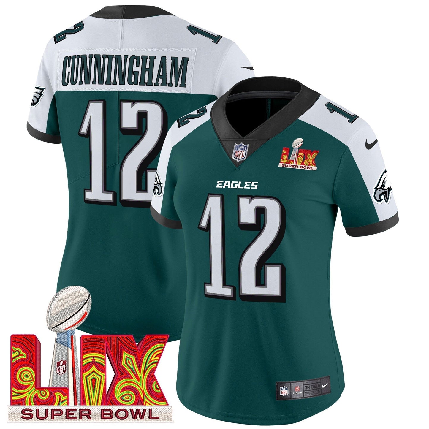Women's PHI Super Bowl LIX Patch Vapor Limited Jersey - All Stitched-DTD