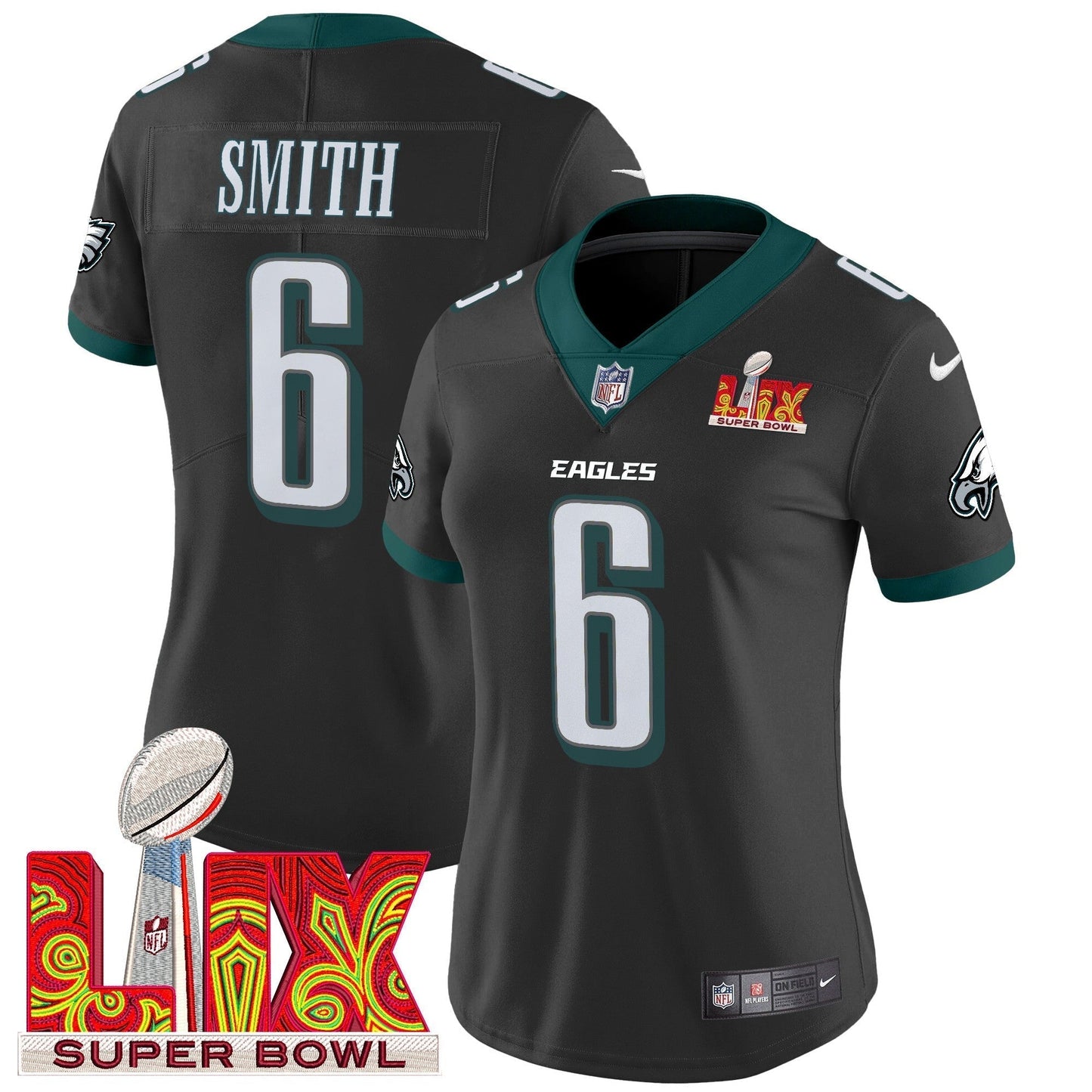 Women's PHI Super Bowl LIX Patch Vapor Limited Jersey - All Stitched-DTD