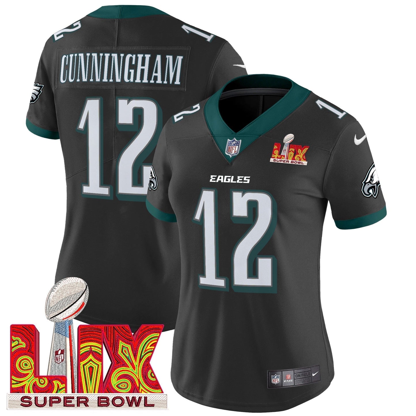 Women's PHI Super Bowl LIX Patch Vapor Limited Jersey - All Stitched-DTD