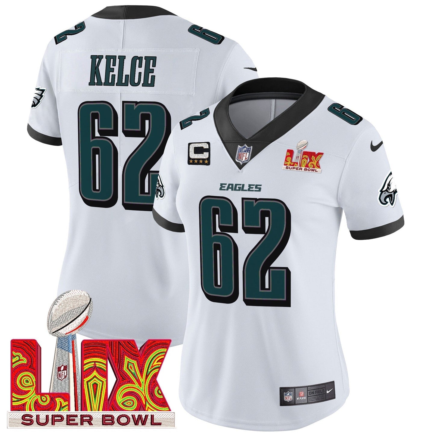 Women's PHI Super Bowl LIX Patch Vapor Limited Jersey - All Stitched-DTD