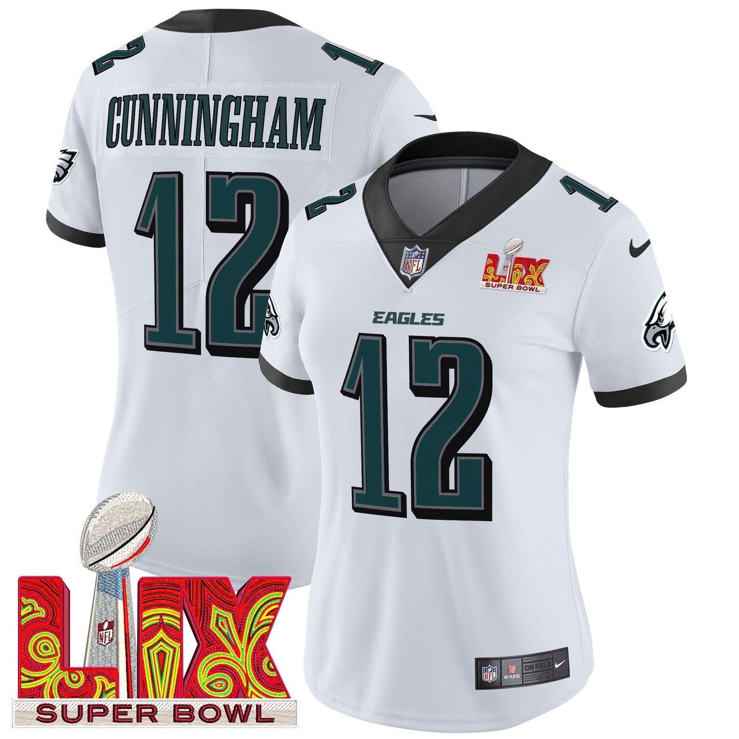 Women's PHI Super Bowl LIX Patch Vapor Limited Jersey - All Stitched-DTD