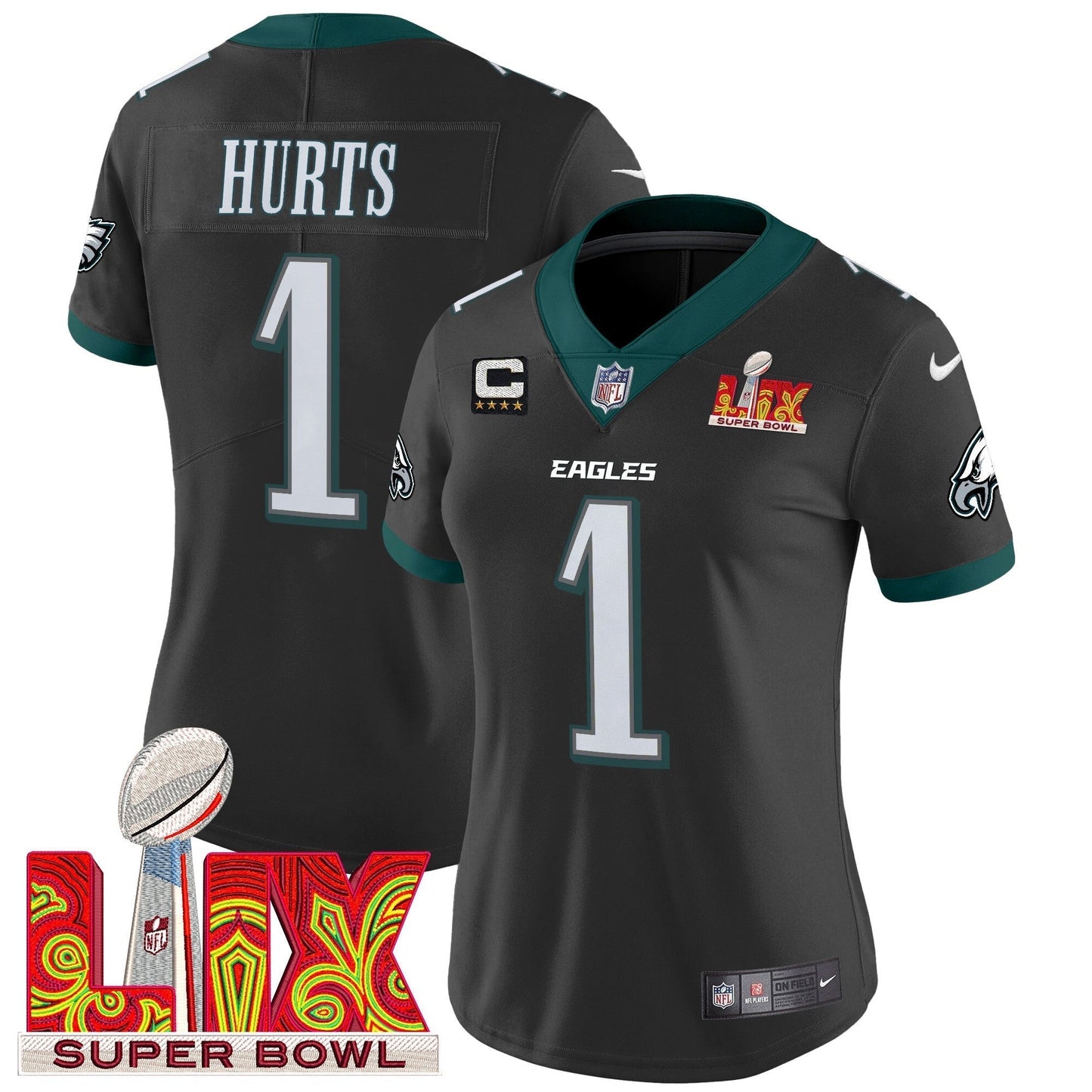 Women's PHI Super Bowl LIX Patch Vapor Limited Jersey - All Stitched-DTD