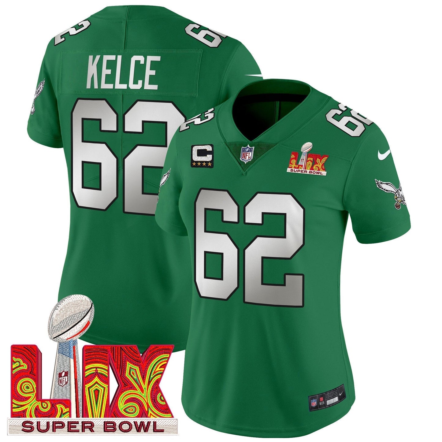 Women's PHI Super Bowl LIX Patch Vapor Limited Jersey - All Stitched-DTD