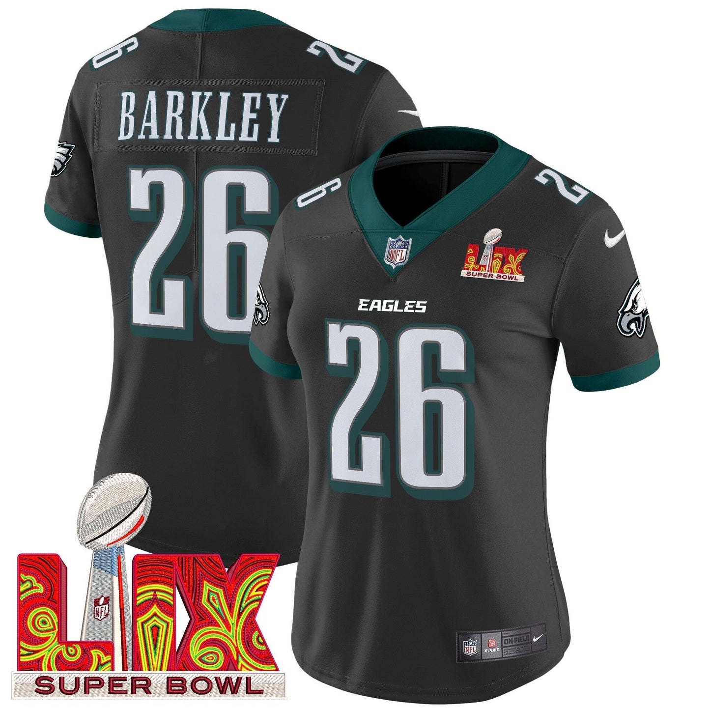 Women's PHI Super Bowl LIX Patch Vapor Limited Jersey - All Stitched-DTD