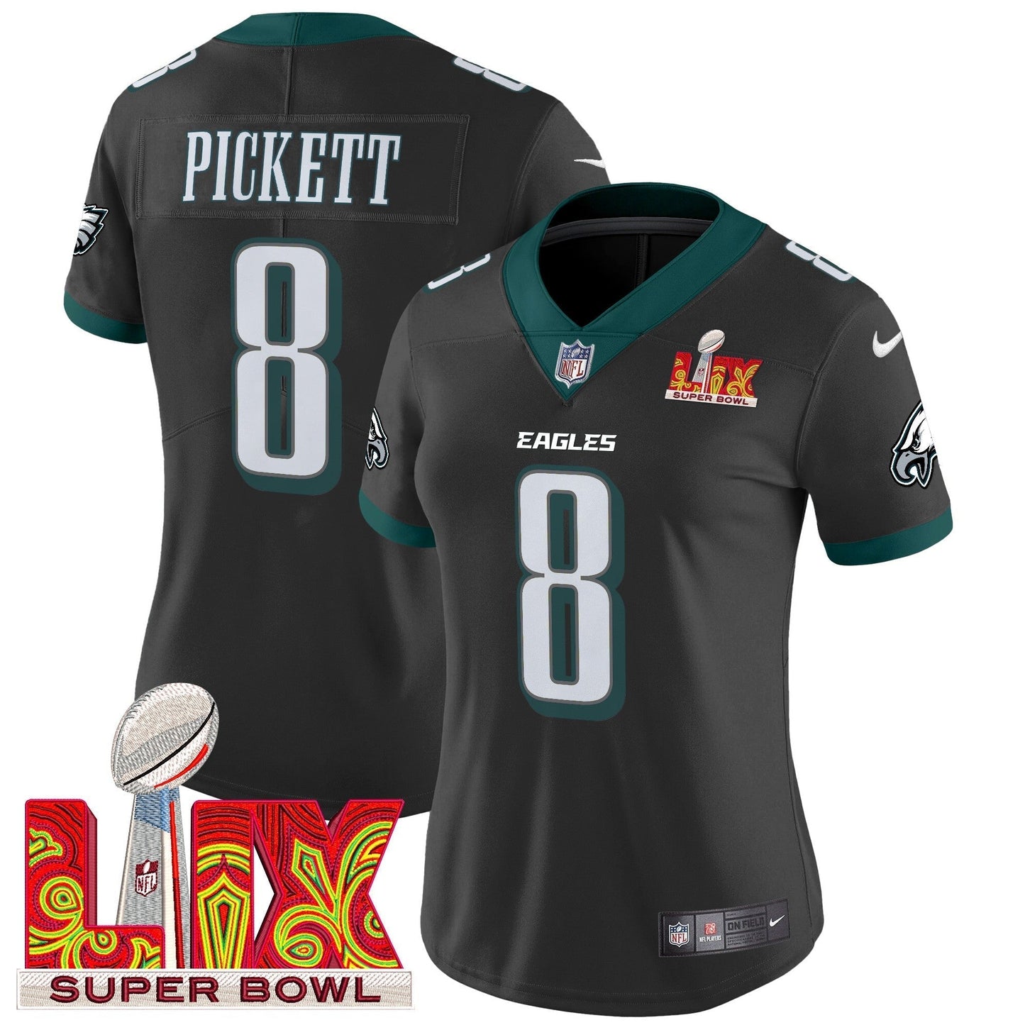 Women's PHI Super Bowl LIX Patch Vapor Limited Jersey - All Stitched-DTD