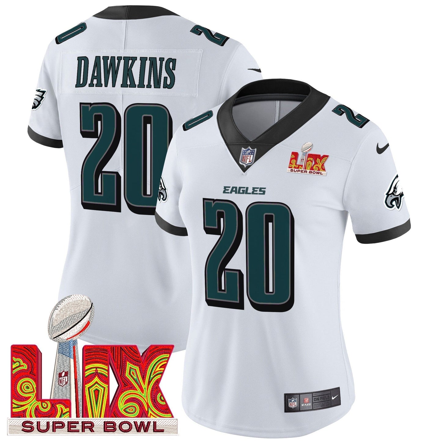 Women's PHI Super Bowl LIX Patch Vapor Limited Jersey - All Stitched-DTD