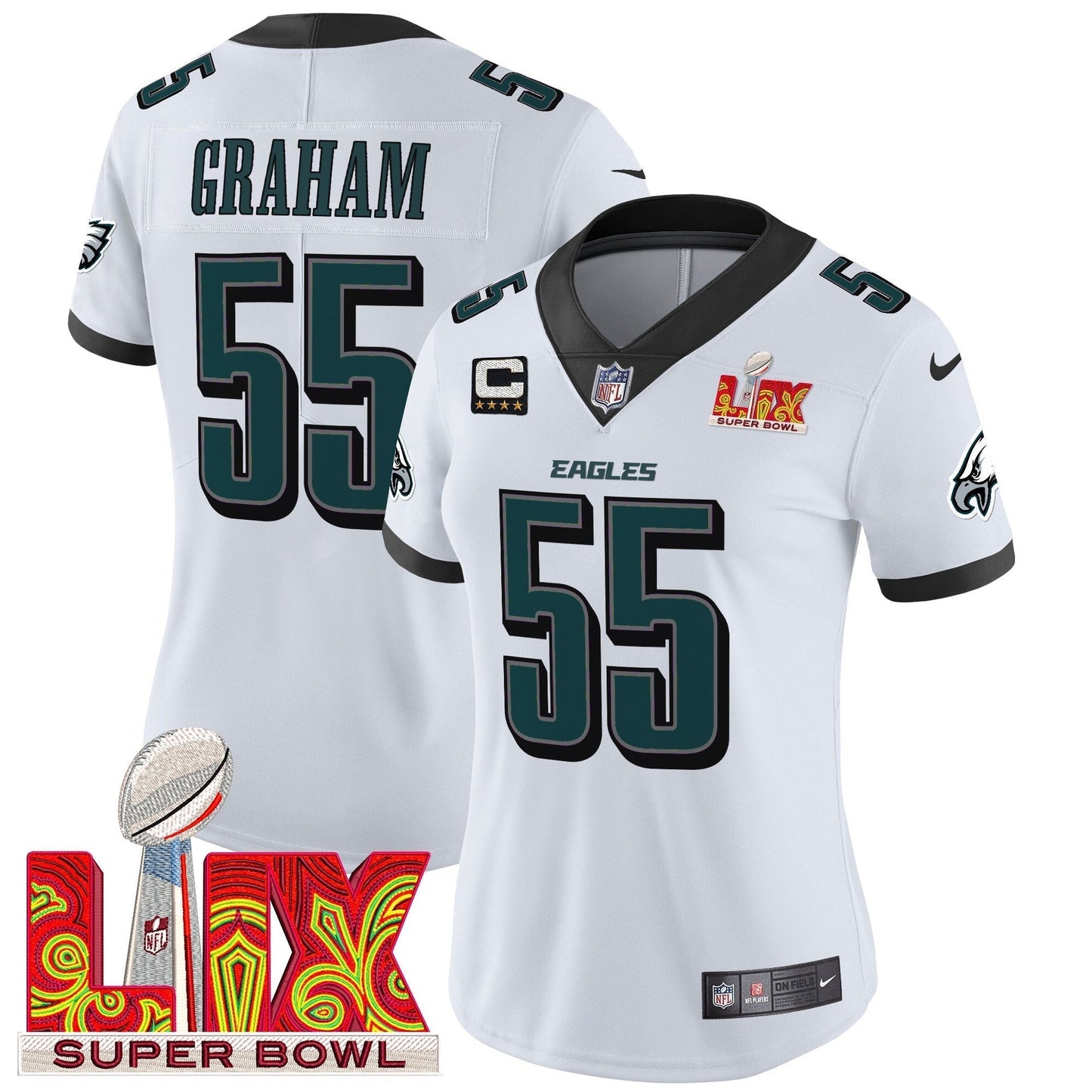 Women's PHI Super Bowl LIX Patch Vapor Limited Jersey - All Stitched-DTD