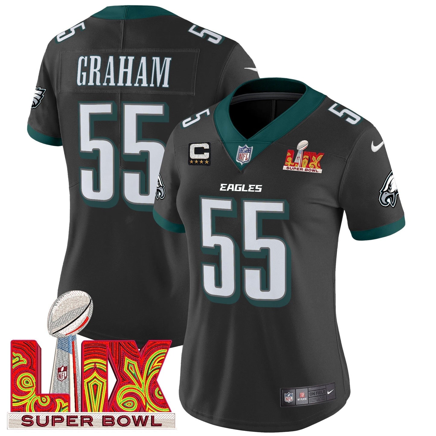 Women's PHI Super Bowl LIX Patch Vapor Limited Jersey - All Stitched-DTD