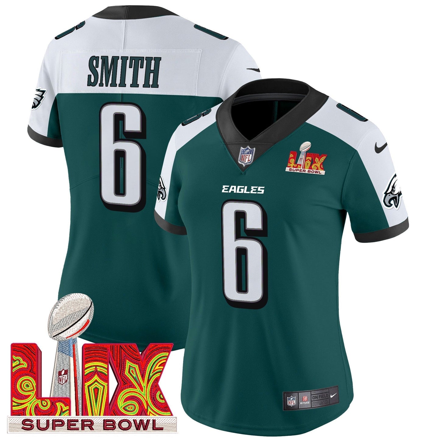 Women's PHI Super Bowl LIX Patch Vapor Limited Jersey - All Stitched-DTD