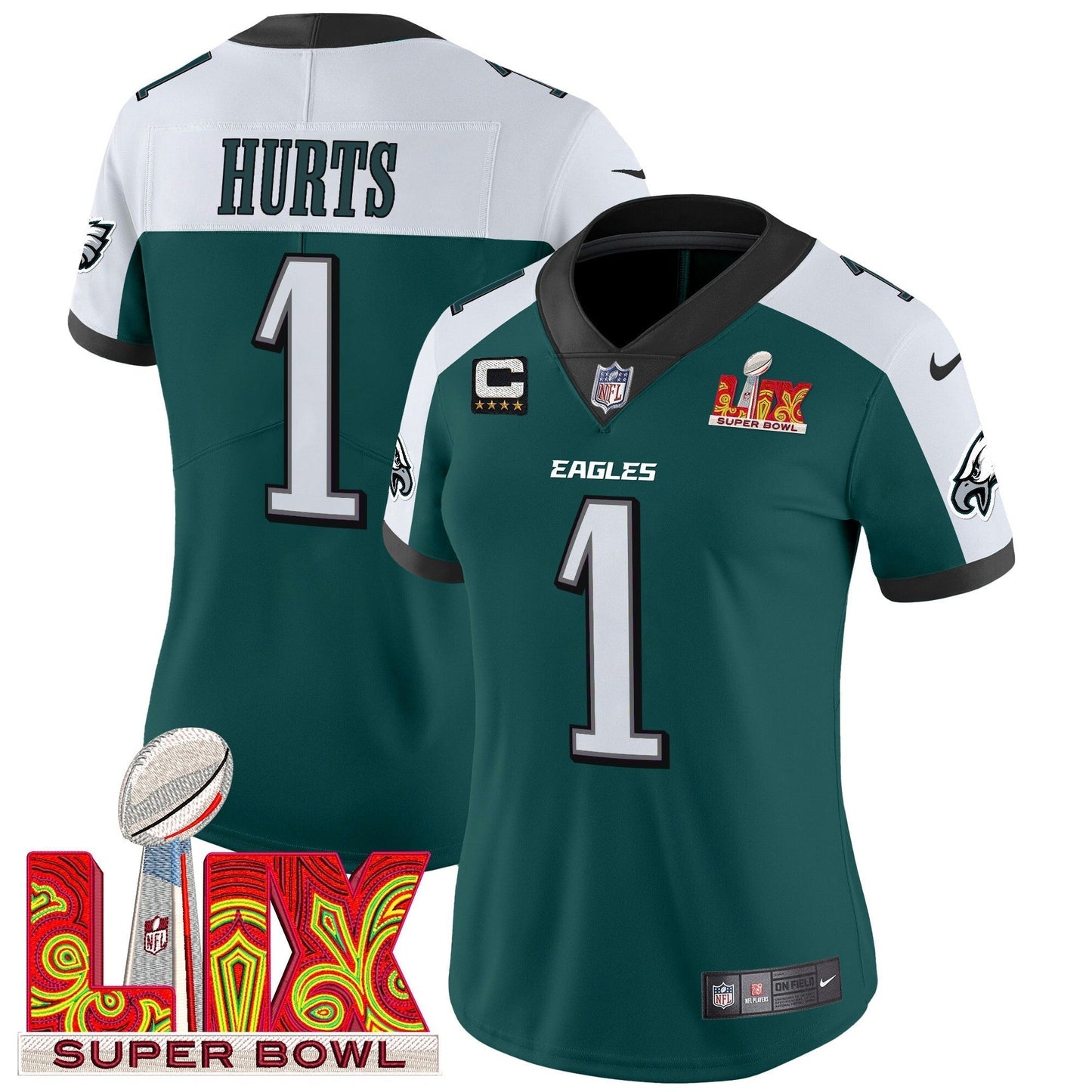 Women's PHI Super Bowl LIX Patch Vapor Limited Jersey - All Stitched-DTD