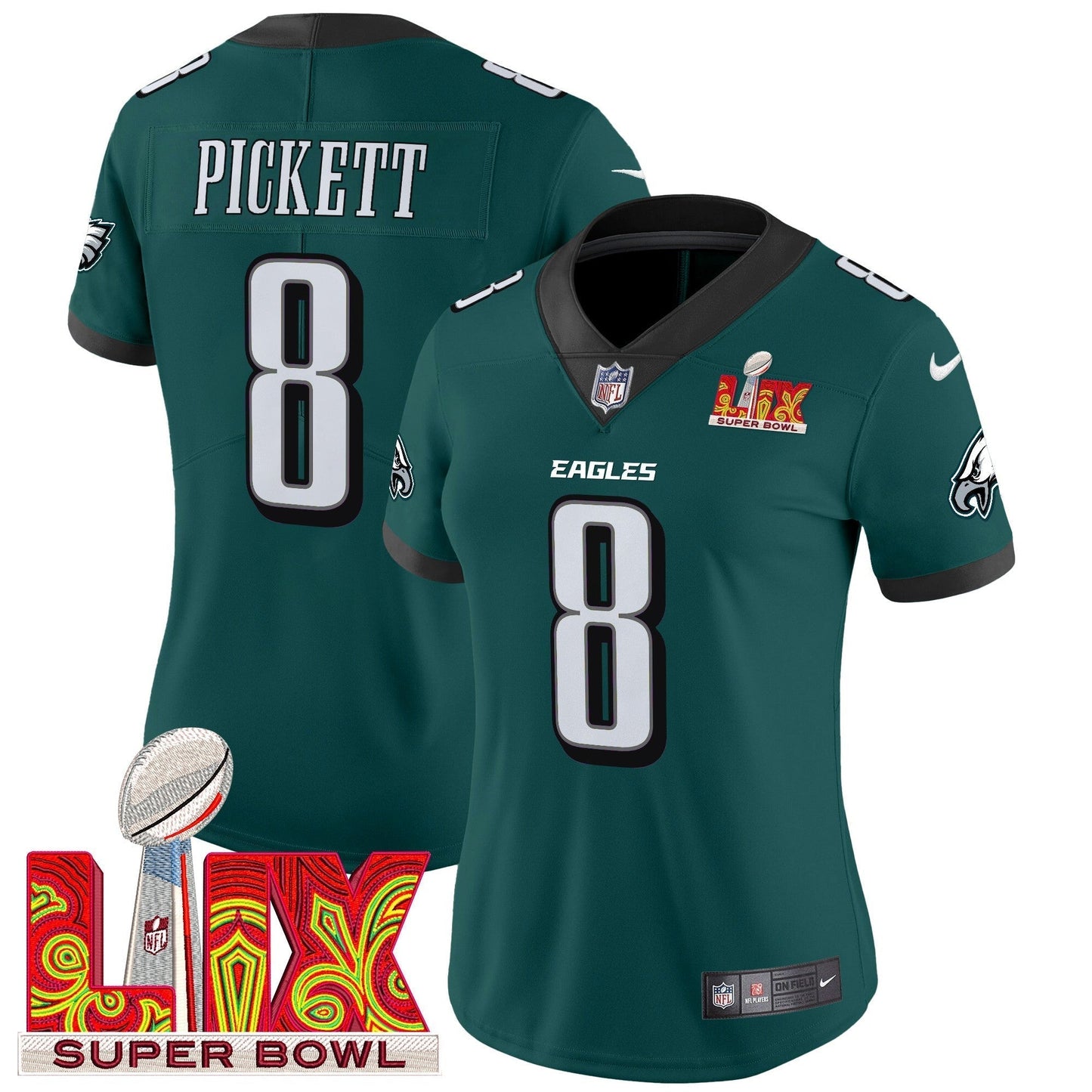 Women's PHI Super Bowl LIX Patch Vapor Limited Jersey - All Stitched-DTD