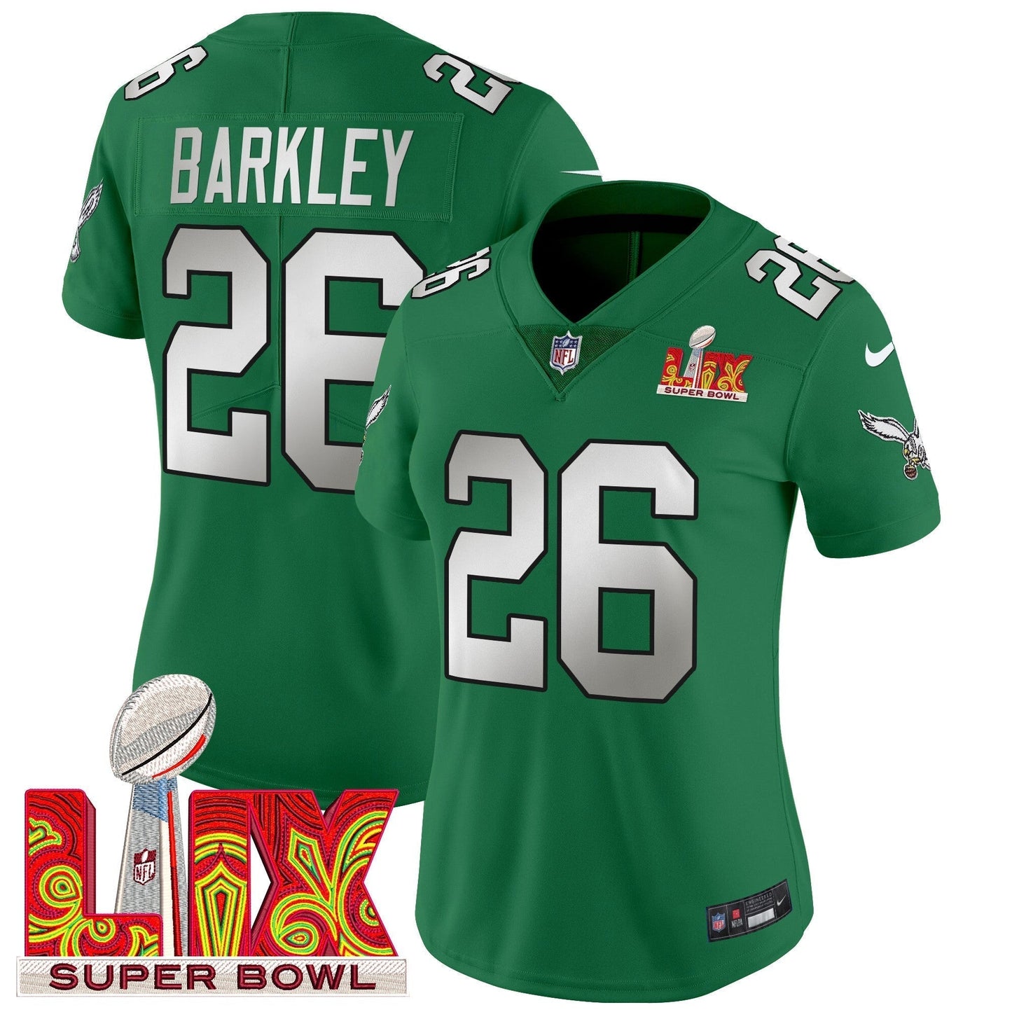 Women's PHI Super Bowl LIX Patch Vapor Limited Jersey - All Stitched-DTD