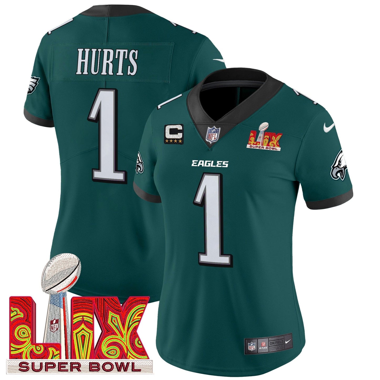 Women's PHI Super Bowl LIX Patch Vapor Limited Jersey - All Stitched-DTD