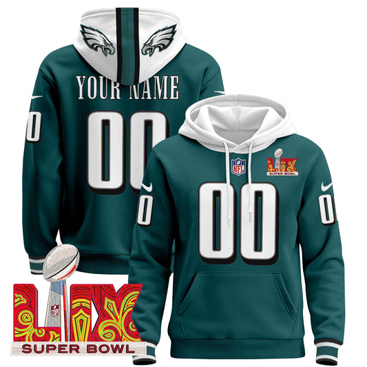 PHI Super Bowl LIX Patch Custom Pullover Hoodie - All Stitched-DTD