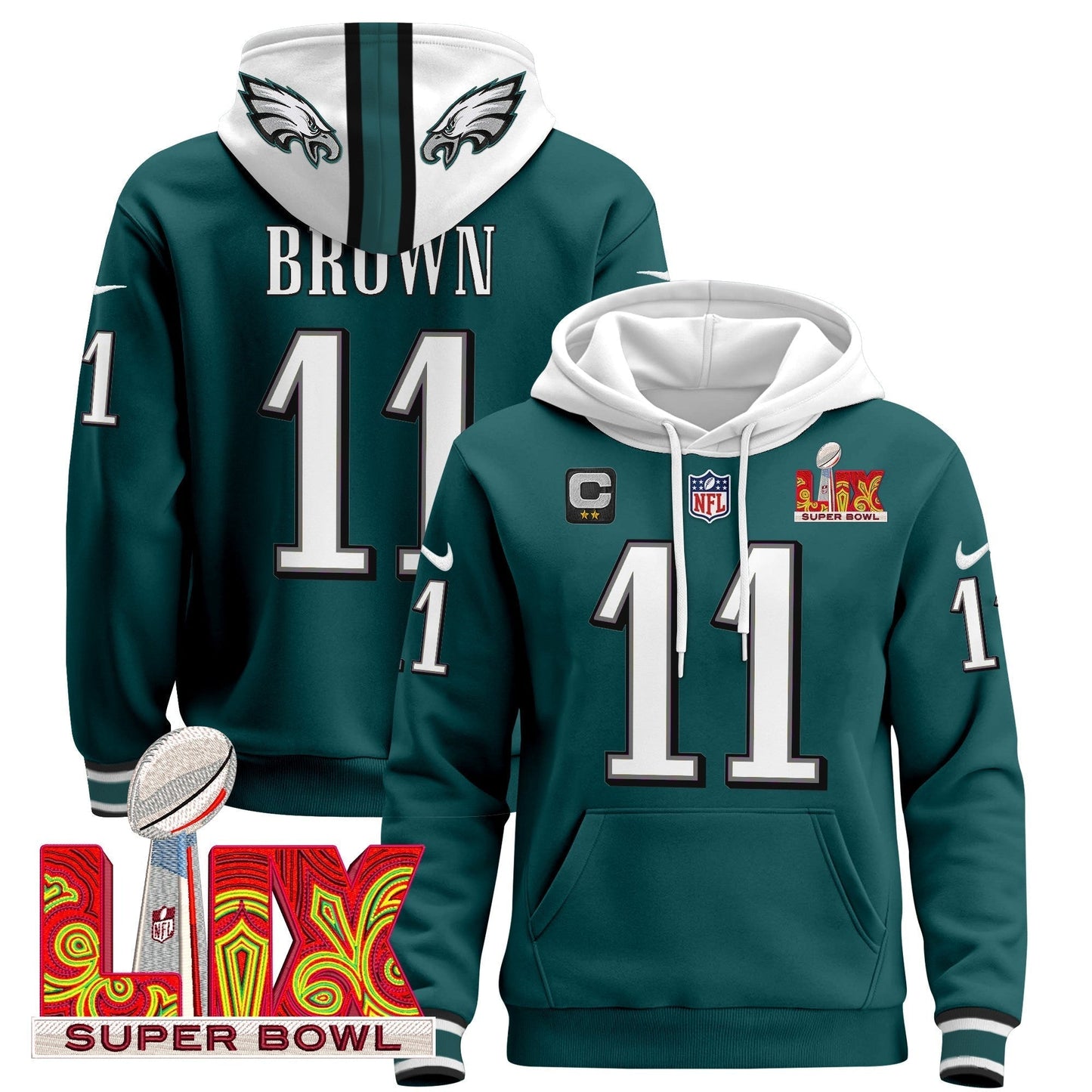 PHI Super Bowl LIX Patch Pullover Hoodie - All Stitched-DTD