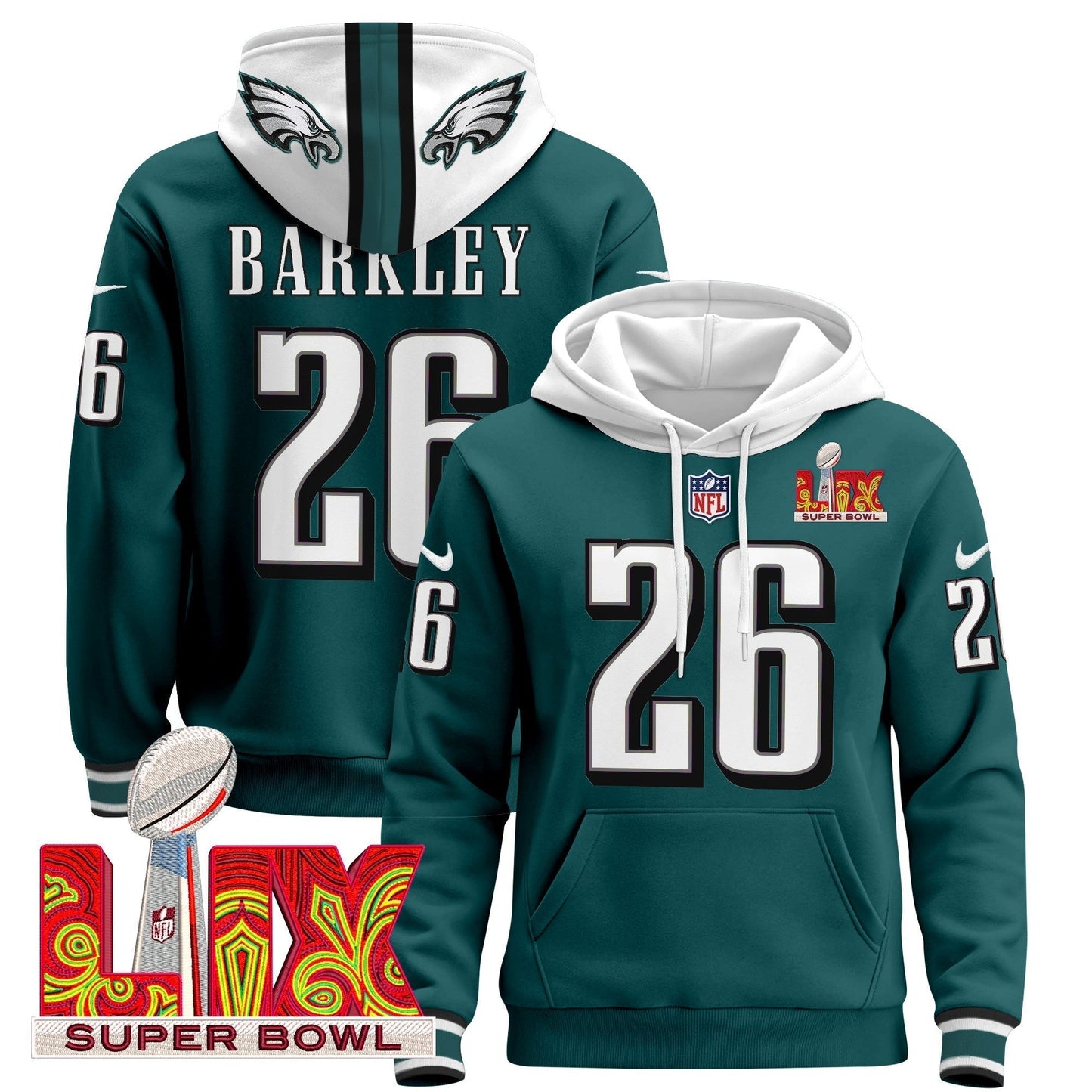 PHI Super Bowl LIX Patch Pullover Hoodie - All Stitched-DTD