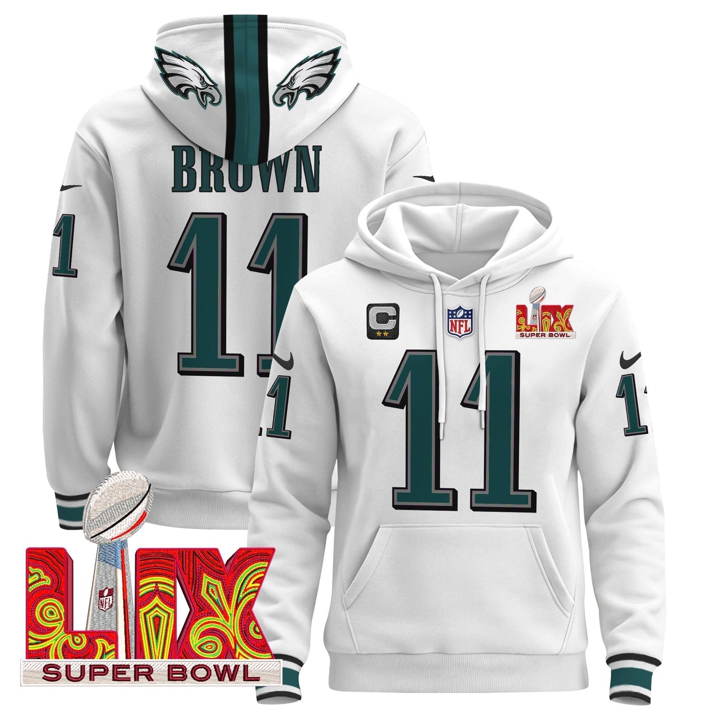 PHI Super Bowl LIX Patch Pullover Hoodie - All Stitched-DTD