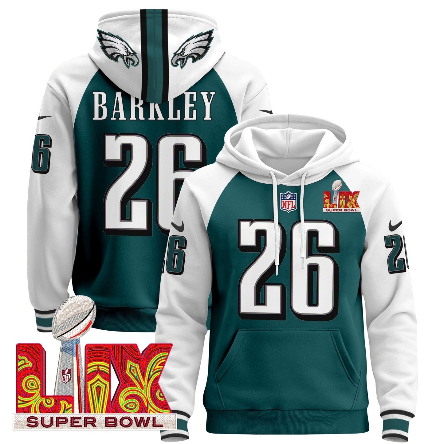 PHI Super Bowl LIX Patch Pullover Hoodie - All Stitched-DTD