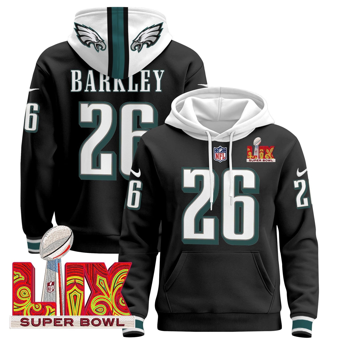 PHI Super Bowl LIX Patch Pullover Hoodie - All Stitched-DTD