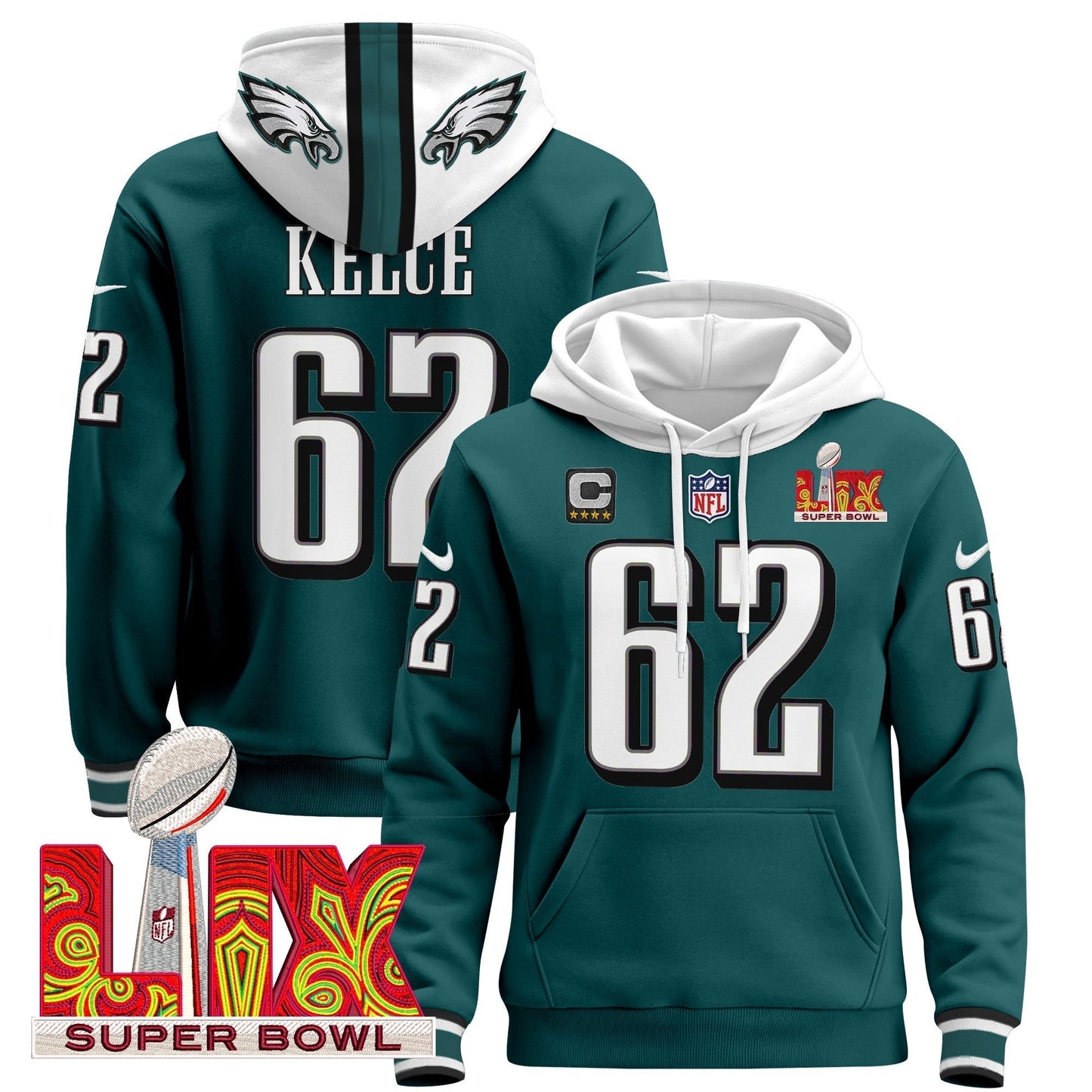 PHI Super Bowl LIX Patch Pullover Hoodie - All Stitched-DTD
