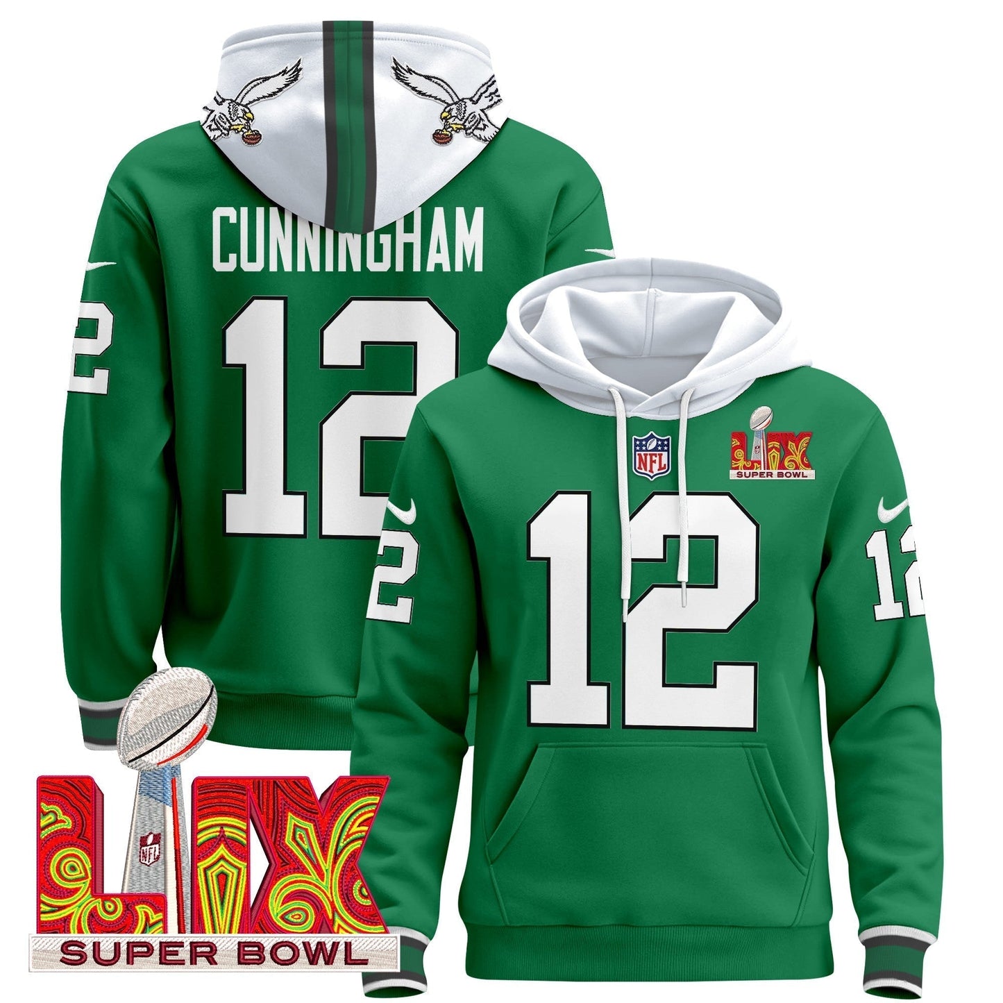 PHI Super Bowl LIX Patch Pullover Hoodie - All Stitched-DTD