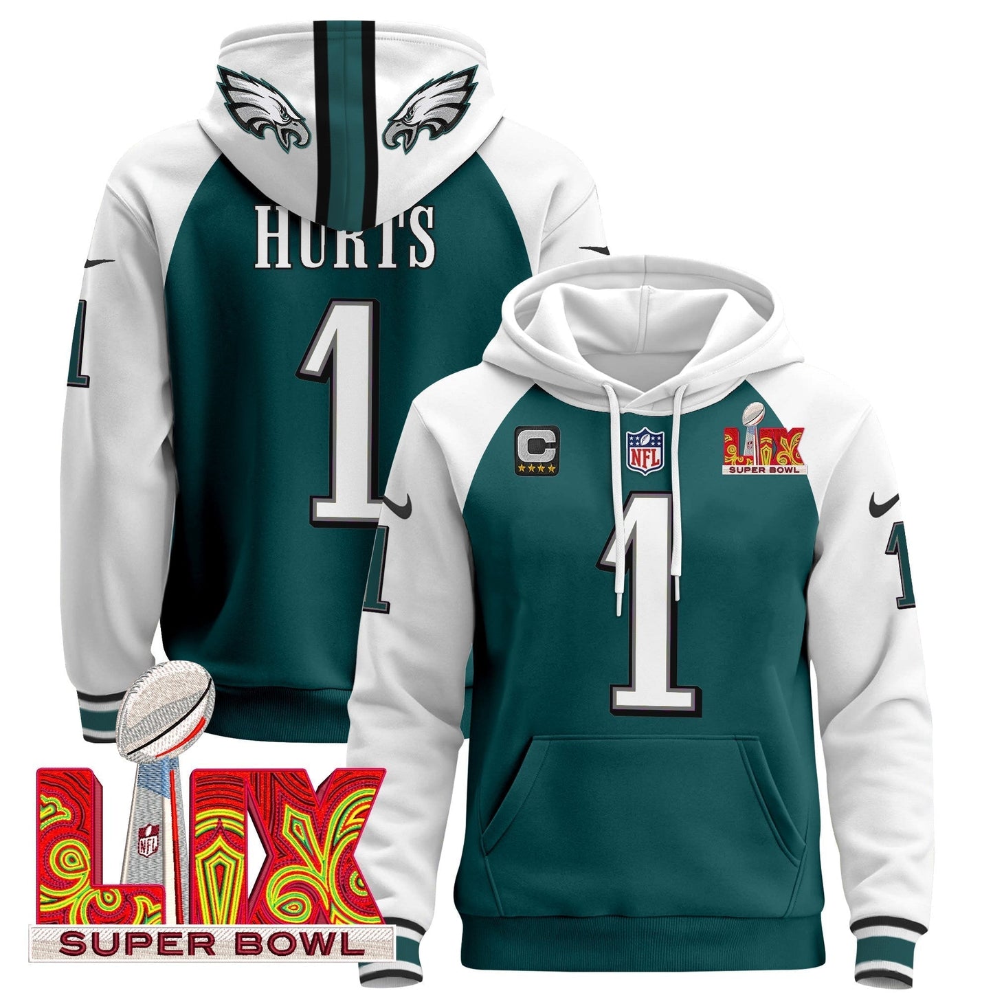 PHI Super Bowl LIX Patch Pullover Hoodie - All Stitched-DTD