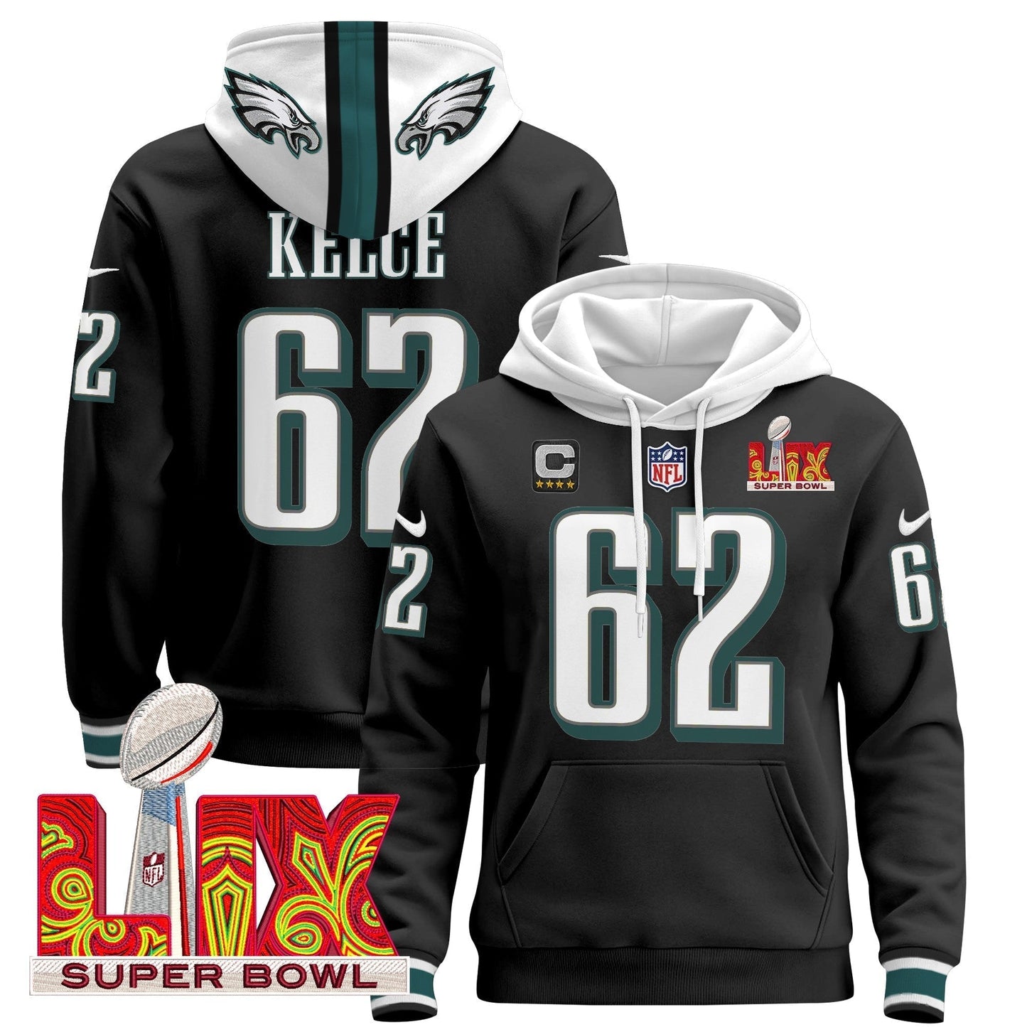 PHI Super Bowl LIX Patch Pullover Hoodie - All Stitched-DTD