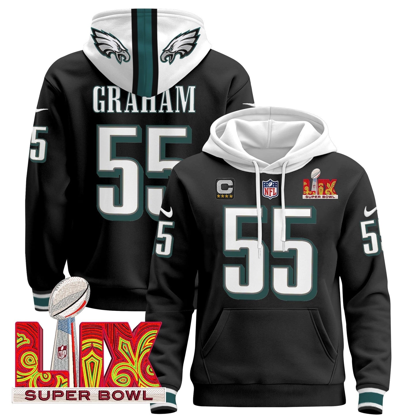 PHI Super Bowl LIX Patch Pullover Hoodie - All Stitched-DTD