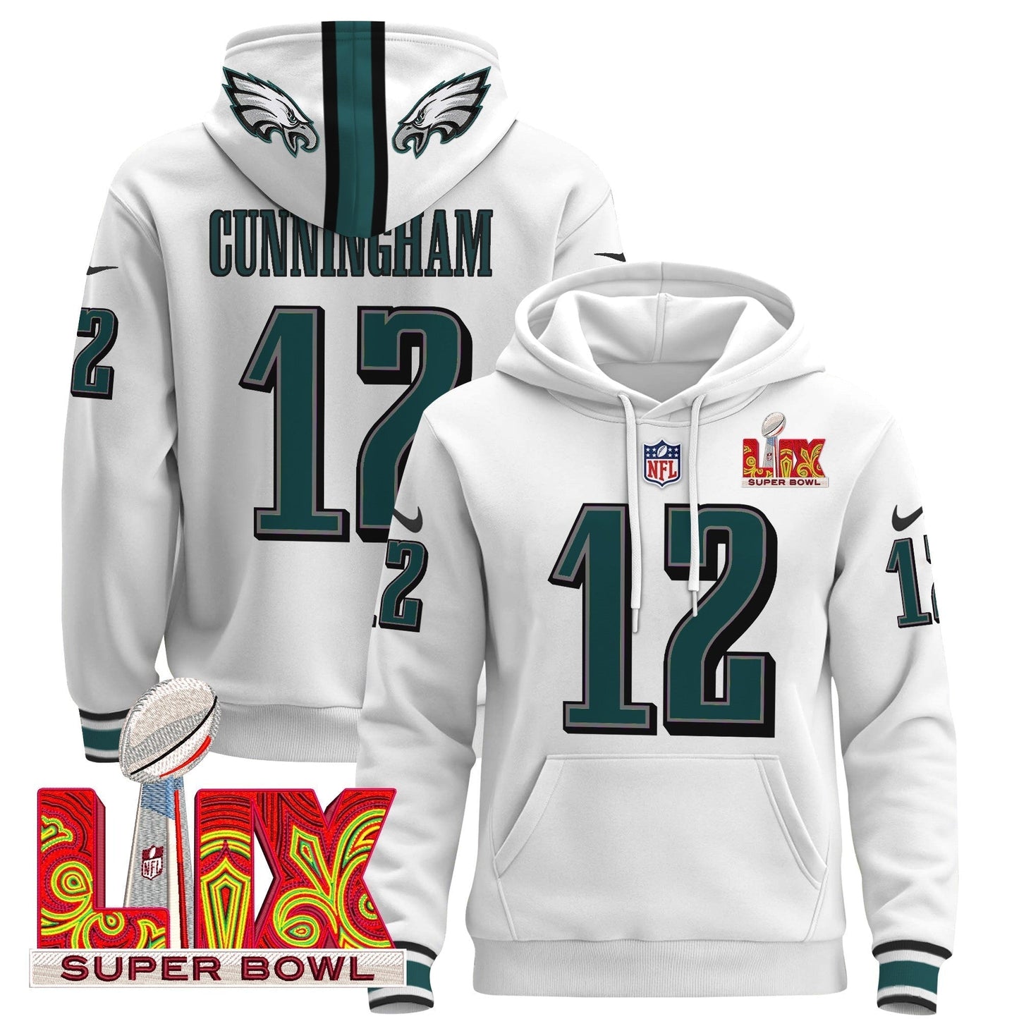 PHI Super Bowl LIX Patch Pullover Hoodie - All Stitched-DTD