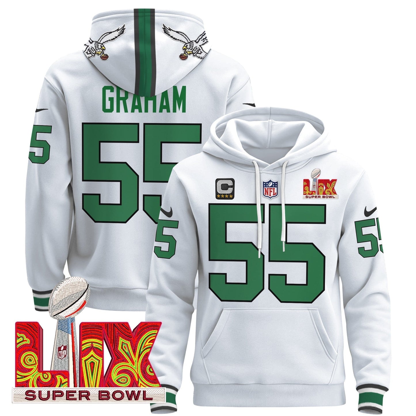 PHI Super Bowl LIX Patch Pullover Hoodie - All Stitched-DTD