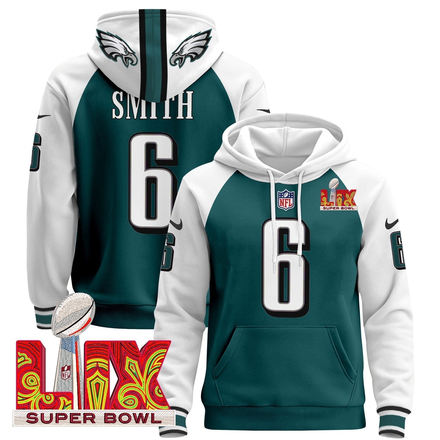 PHI Super Bowl LIX Patch Pullover Hoodie - All Stitched-DTD
