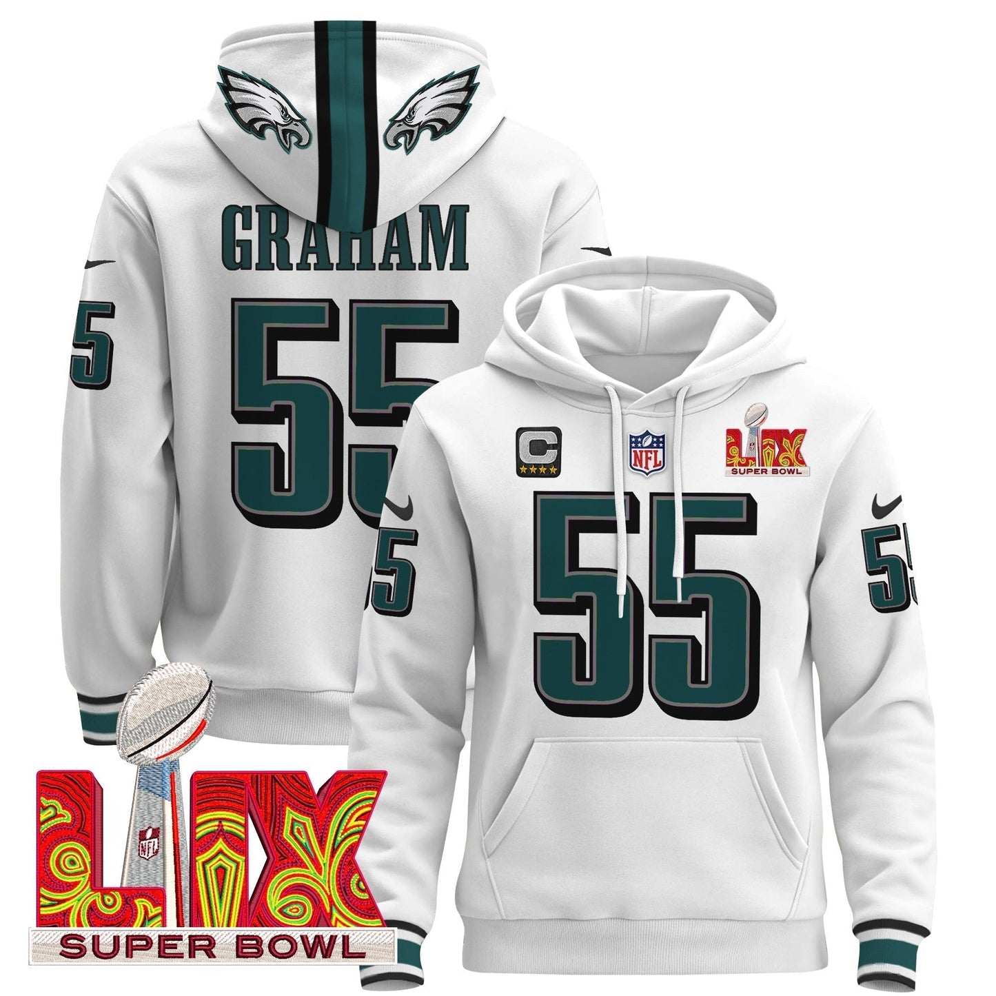 PHI Super Bowl LIX Patch Pullover Hoodie - All Stitched-DTD