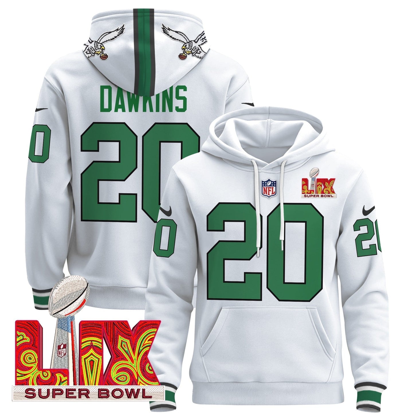 PHI Super Bowl LIX Patch Pullover Hoodie - All Stitched-DTD
